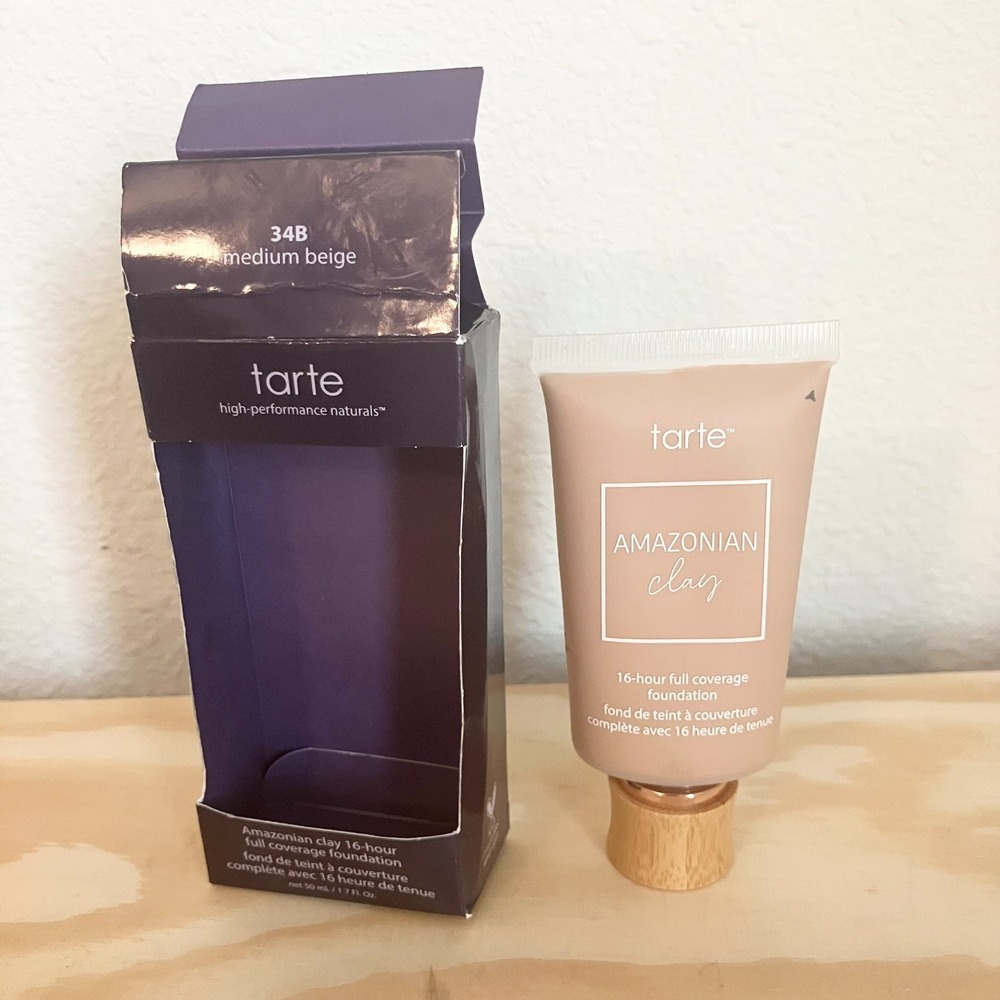 Tarte Amazonian Clay Full Coverage Foundation 34B Medium Beige 1.7oz New